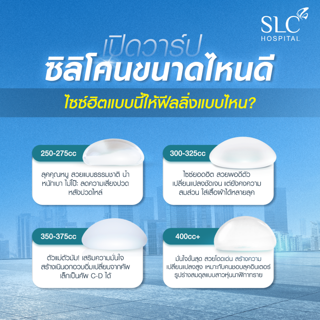 ซิลิโคนขนาดไหนดี, One Day Surgery, SLC, ซิลิโคนหน้าอกขนาดไหนดี, โปรแกรมเสริมหน้าอก